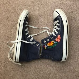 Navy Converse (Right Shoe—hand embroidered)